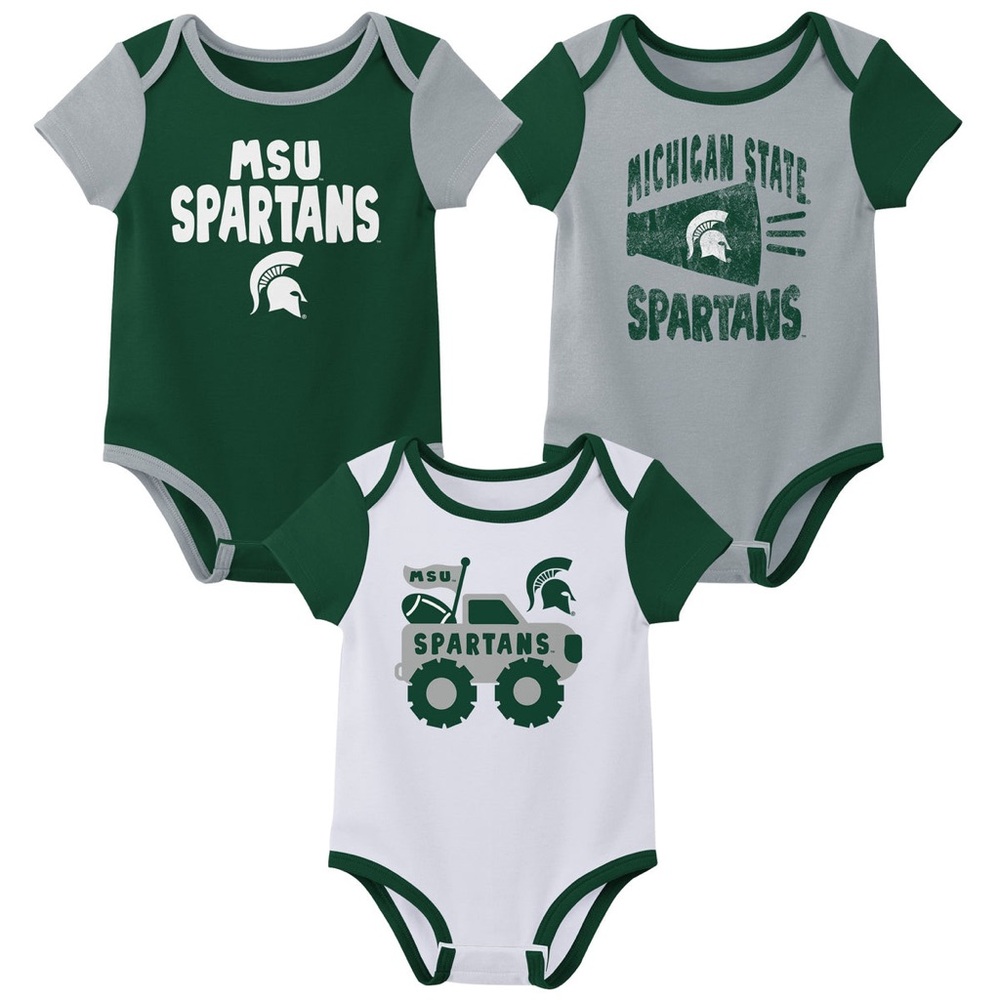 Team Athletics Infant Unisex Michigan State Spartans Variety 3-Pack Bodysuit Set